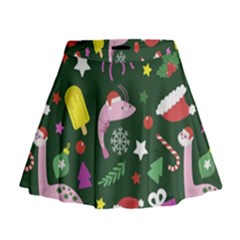 Colorful Funny Christmas Pattern Mini Flare Skirt