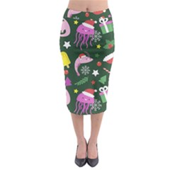 Colorful Funny Christmas Pattern Midi Pencil Skirt