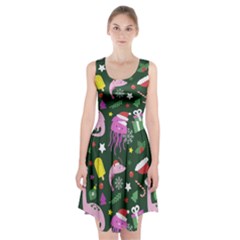 Colorful Funny Christmas Pattern Racerback Midi Dress