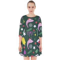 Colorful Funny Christmas Pattern Smock Dress