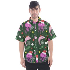 Colorful Funny Christmas Pattern Men s Short Sleeve Shirt