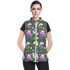 Colorful Funny Christmas Pattern Women s Puffer Vest