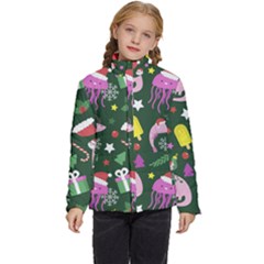 Colorful Funny Christmas Pattern Kids  Puffer Bubble Jacket Coat