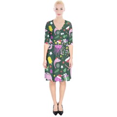 Colorful Funny Christmas Pattern Wrap Up Cocktail Dress