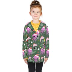 Colorful Funny Christmas Pattern Kids  Double Breasted Button Coat