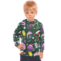 Colorful Funny Christmas Pattern Kids  Hooded Pullover by Semog4