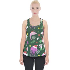 Colorful Funny Christmas Pattern Piece Up Tank Top