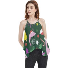 Colorful Funny Christmas Pattern Flowy Camisole Tank Top