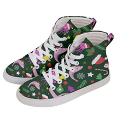 Colorful Funny Christmas Pattern Women s Hi-Top Skate Sneakers