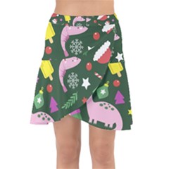 Colorful Funny Christmas Pattern Wrap Front Skirt