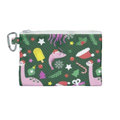 Colorful Funny Christmas Pattern Canvas Cosmetic Bag (Medium)