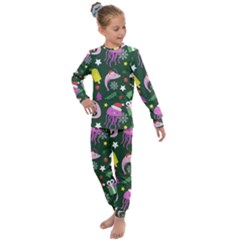 Colorful Funny Christmas Pattern Kids  Long Sleeve Set 