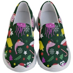 Colorful Funny Christmas Pattern Kids Lightweight Slip Ons