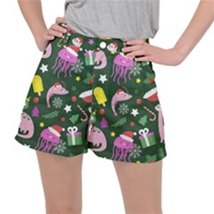 Colorful Funny Christmas Pattern Women s Ripstop Shorts