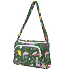 Colorful Funny Christmas Pattern Front Pocket Crossbody Bag