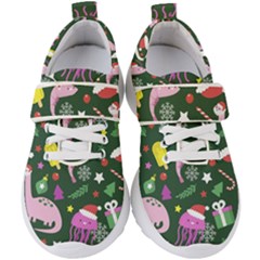 Colorful Funny Christmas Pattern Kids  Velcro Strap Shoes