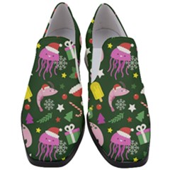 Colorful Funny Christmas Pattern Women Slip On Heel Loafers