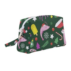 Colorful Funny Christmas Pattern Wristlet Pouch Bag (Medium)