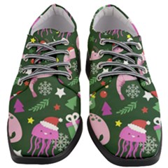 Colorful Funny Christmas Pattern Women Heeled Oxford Shoes