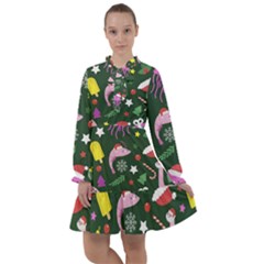 Colorful Funny Christmas Pattern All Frills Chiffon Dress