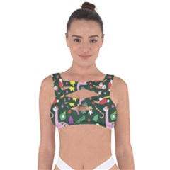 Colorful Funny Christmas Pattern Bandaged Up Bikini Top