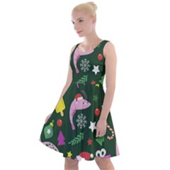 Colorful Funny Christmas Pattern Knee Length Skater Dress