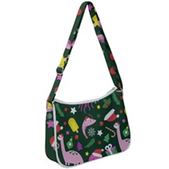 Colorful Funny Christmas Pattern Zip Up Shoulder Bag