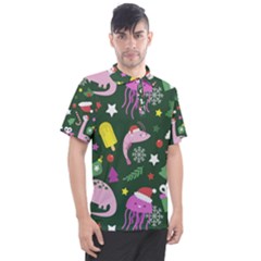 Colorful Funny Christmas Pattern Men s Polo Tee