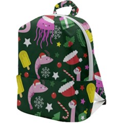 Colorful Funny Christmas Pattern Zip Up Backpack