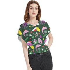 Colorful Funny Christmas Pattern Butterfly Chiffon Blouse