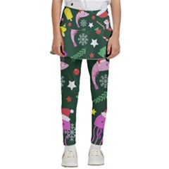 Colorful Funny Christmas Pattern Kids  Skirted Pants