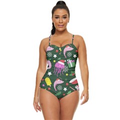 Colorful Funny Christmas Pattern Retro Full Coverage Swimsuit