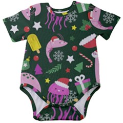 Colorful Funny Christmas Pattern Baby Short Sleeve Bodysuit by Semog4