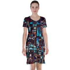 Stained Glass Mosaic Abstract Short Sleeve Nightdress