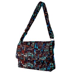 Stained Glass Mosaic Abstract Full Print Messenger Bag (l) by Semog4