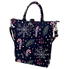 Holiday Seamless Pattern With Christmas Candies Snoflakes Fir Branches Berries Buckle Top Tote Bag by Semog4