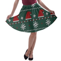Beautiful Knitted Christmas Pattern A-line Skater Skirt by Semog4