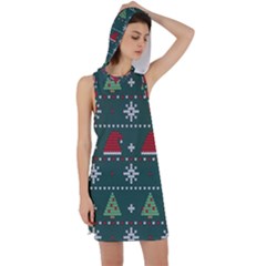 Beautiful Knitted Christmas Pattern Racer Back Hoodie Dress by Semog4