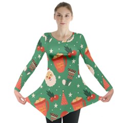 Colorful Funny Christmas Pattern Long Sleeve Tunic 