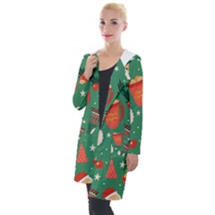 Colorful Funny Christmas Pattern Hooded Pocket Cardigan