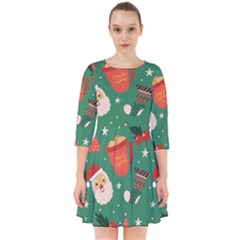 Colorful Funny Christmas Pattern Smock Dress