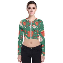 Colorful Funny Christmas Pattern Long Sleeve Zip Up Bomber Jacket