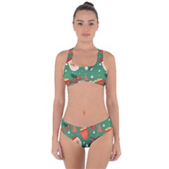 Colorful Funny Christmas Pattern Criss Cross Bikini Set