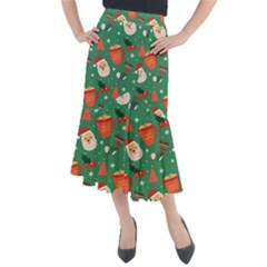 Colorful Funny Christmas Pattern Midi Mermaid Skirt