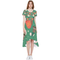 Colorful Funny Christmas Pattern High Low Boho Dress