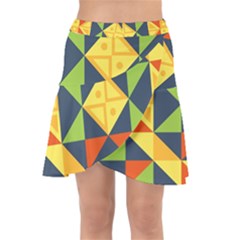 Background Geometric Color Wrap Front Skirt by Semog4