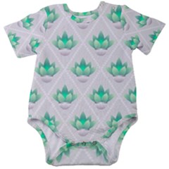 Plant Pattern Green Leaf Flora Baby Short Sleeve Bodysuit by Semog4