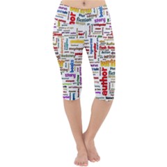 Writing Author Motivation Words Lightweight Velour Cropped Yoga Leggings by Semog4