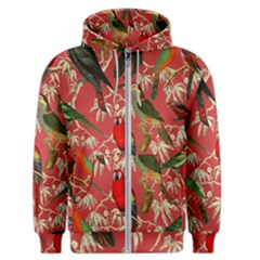 Vintage Tropical Birds Pattern In Pink Men s Zipper Hoodie by CCBoutique