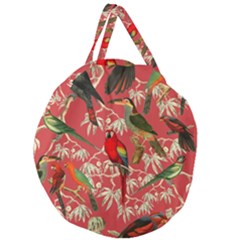Vintage Tropical Birds Pattern In Pink Giant Round Zipper Tote by CCBoutique